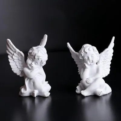 Image de Figurine d'ange endormi, 10 cm, blanche, pour la décoration d'intérieur et d'extérieur