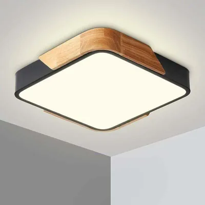 Produktbild von 24W ultradünne LED-Deckenleuchte - quadratische Badezimmerlampe, modernes Design für Home Office, Küche oder Wohnzimmer, schwarz 30 cm