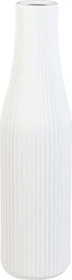 Image de VIVANNO Vase de sol en fibre de verre VERTIGO Colonne, blanc scandinave mat avec motif - 20x80 cm