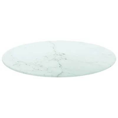 Produktbild von vidaXL Tischplatte Weiß Ø50x0,8 cm Hartglas in Marmoroptik