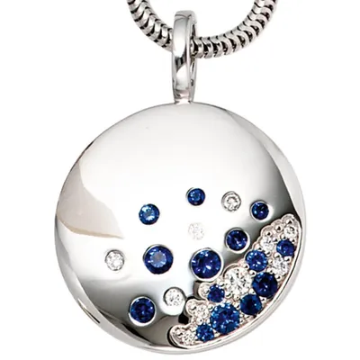 Produktbild von Anhänger mit 13 Saphiren & 10 Diamanten Brillanten 585 Gold Weißgold Damen