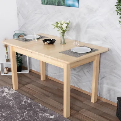 Produktbild von Tisch ausziehbar Kiefer massiv Vollholz natur Junco 236F (eckig) - Abmessung 90 x 140 / 210 cm