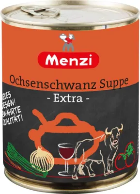Produktbild von Menzi Ochsenschwanzsuppe extra mit Rotwein verfeinert 800ml