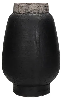 Zdjęcie produktu dla Wazon Pomax Merapi, wykonany z terakoty, kolor czarny, średnica 19 cm, wysokość 29 cm