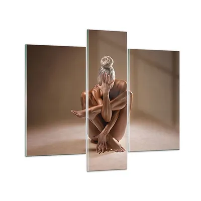 Produktbild von Bilder auf glas - 3 Teile - Nackt Frau Figur - 95x80cm - Glasbilder - Wandbilder - Bilder - zum Aufhängen bereit - Wanddekoration aus Glas - Glas Bilder - Wandbild auf Glas - GCB95x80-4775