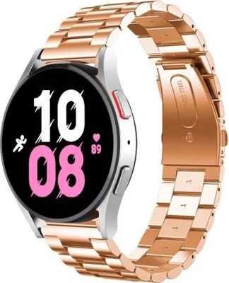 Produktbild von Strap-it Stahlarmband - Kompatibel mit Samsung Galaxy Watch 5 Armband 44mm Ersatzarmband Edelstahl - Faltschließe - Hochwertiges Material - für Smartwatch 20mm Armband Rosa Gold