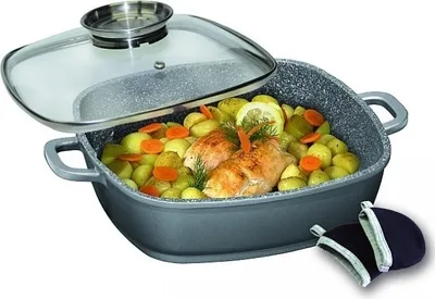 Produktbild von Stoneline Serve PAN 8645 Bratpfanne, Gusseisen/Gussaluminium, Induktionsherd-geeignet, Antihaftbeschichtung, inkl. Deckel