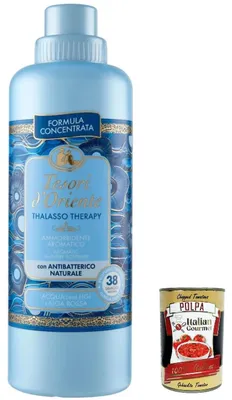 Produktbild von 6x Tesori d'Oriente Weichspüler Thalasso Therapy Ammorbidente Concentrato, Concentrated Fabric Softener, 38 Washes, 760 ml + Italian Gourmet polpa 400g