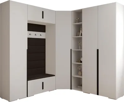Produktbild von MEBLE KRYSPOL Inova 1 Möbelset Garderobe, 236,7x371,7x47cm - Weiß, Manila 04, Schwarz