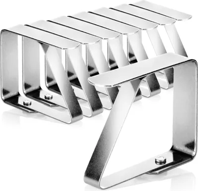 Produktbild von com-four® 8x Tischtuchklammern aus Edelstahl 304 bis 3 cm Stärke - Outdoor Tuchhalter für die Tischdecke, Tischklammern für innen und außen, Tischklemmen, Tischtuch Clips, Tischdeckenklammer