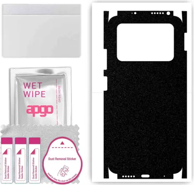 Produktbild von apgo Rückseite + Seiten Schutzfolie, Skin, kompatibel mit Xiaomi Poco M4 Pro, Hinten Displayschutzfolie aus Vinylfolie, kratzfest, einfache Montage - Mattschwarz
