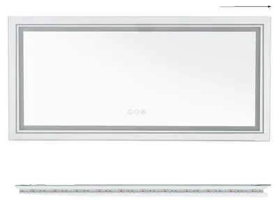 Image de Miroir de salle de bain, éclairage LED intégré, fonction anti-buée, dimensions 1200 x 600 mm