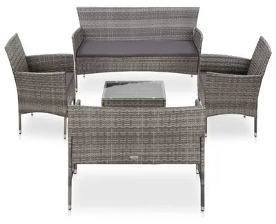 Produktbild von Lounge-Set – Loungemöbel – Eckbank – Poly-Rattan – Inklusive Kissen und Stahlrahmen – Grau