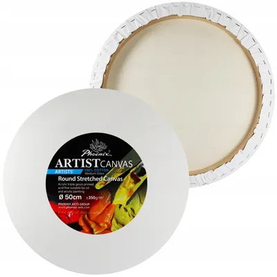 Produktbild von Runde Leinwand 50 cm Phoenix – Künstler-Leinwand, 100% Baumwolle 350 g/m², Dreifach Grundiert, Für Acryl- & Ölmalerei