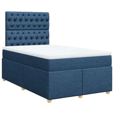 Image de vidaXL Lit boxspring avec matelas bleu 120x190 cm Tissu