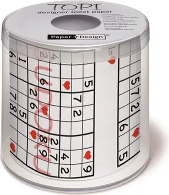 Produktbild von Toilettenpapier Rolle bedruckt Sudoku Herzen
