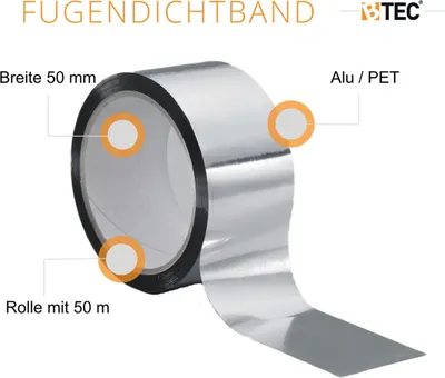 Produktbild von Fugendichtband Rolle 50 m PE Dichtungsband Alu-Dichtband Reparaturband Fugenband 50mm breit selbstklebend hochelastisch Dusche & Bad