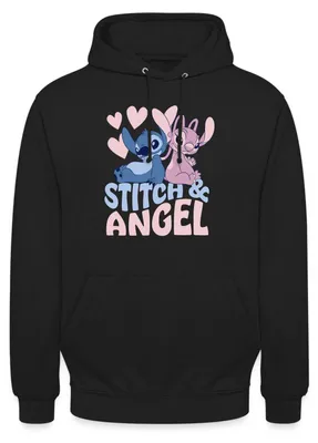 Produktbild von Lilo & Stitch Herzmotiv Angel Und Stitch Uni Hoodie, L, Schwarz