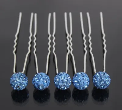Produktbild von 5 Strass Haarnadeln Haarschmuck Hairpins Frisur blau