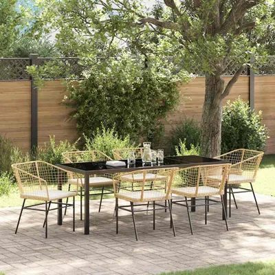 Image de Mobilier d'extérieur exclusif - Ensemble de jardin pour 7 personnes, couleur marron, en résine tressée