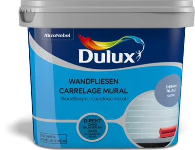 Produktbild von Dulux Fresh up Wandfliesenfarbe Satin, Frische Farbe für Ihr Bad, Denim Blue, 750 ml