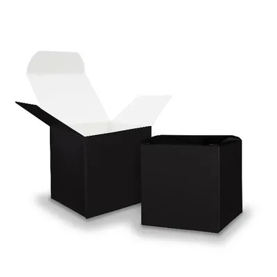Produktbild von itenga Würfelbox aus Karton 6,5x6,5cm schwarz Gastgeschenk