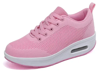 Imagen del producto de Zapatillas Damen – Zapatos de senderismo casual con plataforma tipo cuña, color rosa, talla 40 EU