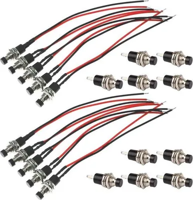 Zdjęcie produktu dla Miniaturowy przycisk, SPST (jednokrotny), 250 V, 1 A, 2-pinowy