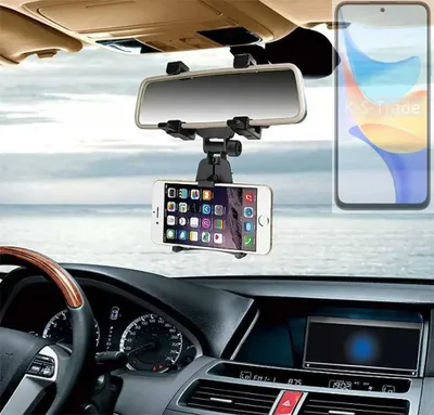 Produktbild von K-S-Trade Smartphone Halterung kompatibel mit Honor Play 50 Plus Rückspiegel Halterung schwarz Auto Halterung KFZ Halter