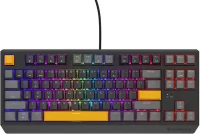 Obrázek produktu pro GENESIS Thor 230 TKL, Kabelový a bezdrátový, USB + RF Wireless + Bluetooth, Mechanický spínač, QWERTY, RGB LED, Černá, Šedá, Oranžová