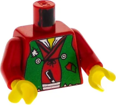 Produktbild von 1x Lego Torso Minifigur rot bedruckt Weste grün Ninja Räuber cas053 973px14c01
