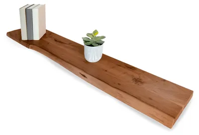 Produktbild von Steckboard mit Baumkante Wandregal Akazie massiv nussbaum lackiert 100 x 20 Amanda
