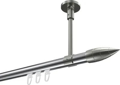 Produktbild von Interdeco Innenlaufstange / Gardinenstange mit Innenlauf Chrom / Edelstahl-Optik, Typ Sonette Samanto (Rillenpatrone) Deckenmontage, 20 mm Ø 1-läufig, 440 cm