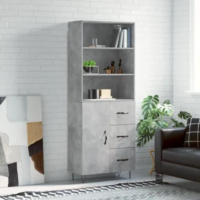 Obrázek produktu pro vidaXL Highboard concrete grey 69,5x34x180 cm odvozený dřevěný výrobek