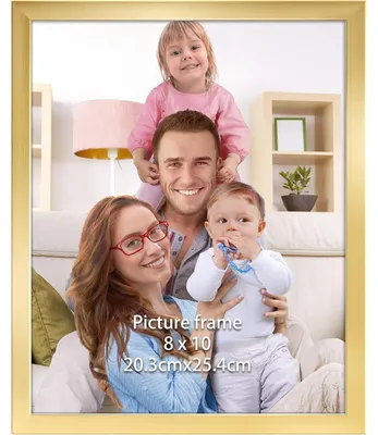 Image de Cadre photo 20x25 cm, couleur or, en plastique, pour accrocher au mur ou poser sur une table