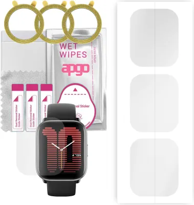 Produktbild von apgo 3 Stück Schutzfolie, klar, kompatibel mit Amazfit Active Smartwatch, Hydrogel Displayschutzfolie mit Positionierhilfe, Displayfolie, robust und kratzfest
