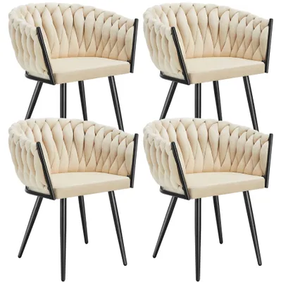 Obrázek produktu pro tectake® Set jídelní židle Astano čalouněná, se sametovým potahem, pletený vzor 60,5 x 55 x 75 cm