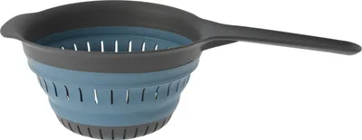 Produktbild von LS-LebenStil, faltbares Küchensieb aus TRT Kunststoff Silikon, 36x19cm, flexibel, mit Griff & Aufhängeöse, als Abtropf- & Nudelsieb für Camping, Obst, Gemüse, Pasta, Nudeln, Blau/Grau