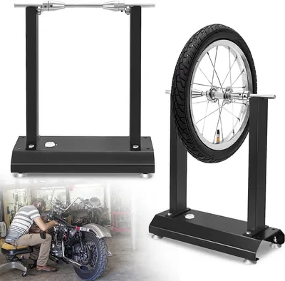 Obrázok produktu pre Vyvažovací stojan pre vyvažovačku kolies motocykla s nastaviteľnými kužeľmi Vyvažovačka kolies 40,5x22x51cm Balancer Black CEEDIR