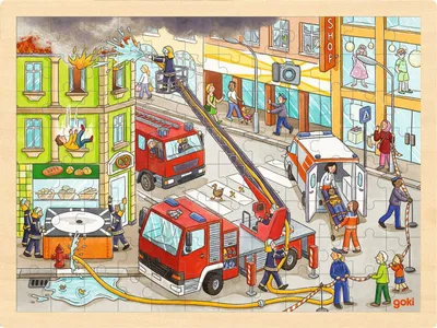 Produktbild von GOKI Holzpuzzle Feuerwehrleute 96 dlks