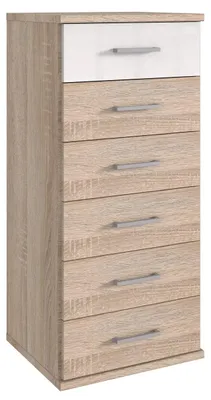 Produktbild von Schubkastenkommode Greven Kommode 46x40x103cm Eiche Sägerau weiß Hochglanz