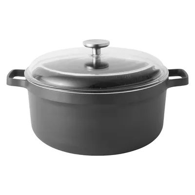 Produktbild von BergHOFF 2307311, 7,3 l, Rund, Schwarz, Aluminium-Guss, Schwarz, Keramik, Gas, Halogen, Induktion, Versiegelte Platte