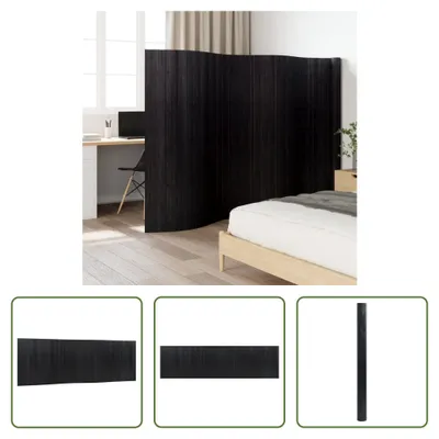 Image de The Living Store Paravent Schwarz 165x600 cm Bambus