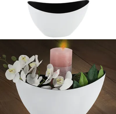 Produktbild von Deko Schale oval weiß/schwarz 29x18x12cm Kunststoff Pflanzschale Snackschale Obstschale