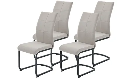 Produktbild von Hela Tische, 4er SET Schwingstuhl Esszimmerstuhl Turin, Webstoff Schlamm, Steppung, , Metallgestell Vierkantrohr Schwarz, belastbar 120kg