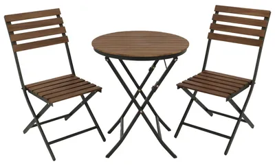 Produktbild von Sitzgruppe 3-teilig (2 Stühle, 1 Tisch) 173 x 87,5 x 61 cm Stahl Akazie Schwarz