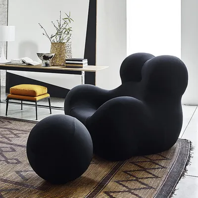 Produktbild von Sofa Design-Sessel Modernes Trendiger Lounge-Sessel Einzelstuhl Freizeitstuhl Einzelnes Bequeme schwarz【SF21-black】