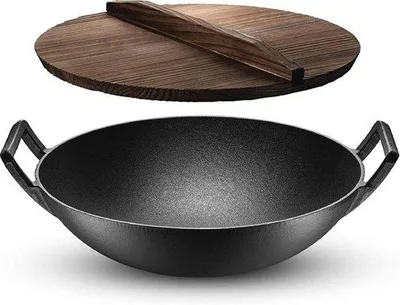 Obrázek produktu pro 30cm litinový wok – ideální na smažení, pečení a vaření v páře