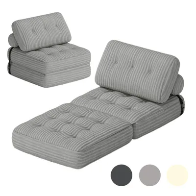 Produktbild von BEALIFE 3-in-1 Sitzsack faltbar | Als Sofa, Liege & Gästebett | Für kleine Räume | 85x85x60 cm | AR32 Hellgrau