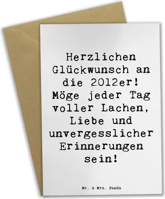 Produktbild von Mr. & Mrs. Panda babykarte Spruch 2012 Geburtstag Glückwünsche - Weiß - Geschenk, weihnachtskarten, Grußkarten, osterkarten, Lachen, Feier, einladungskarten, dankeskarten